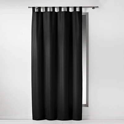 Image of DOUCEUR D&#039;INTERIEUR Curtain Loops 140X260 Plain Polyester Essentiel Noir, Black, 140L X 260H cm (1 Panneaux)