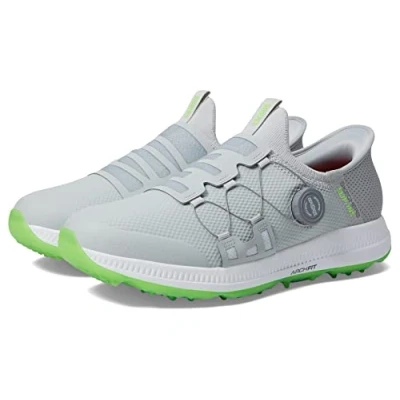 Image of Skechers Men&#039;s Go Elite 5 Arch Fit Waterproof Slip in Golf Shoe Sneaker, Gray/Lime Spikeless, 9 UK Wide