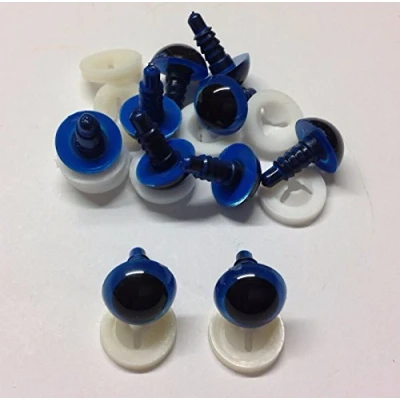 Image of celloexpress Pack of 5 Pairs BLUE Eyes with Plastic Backs 12mm Safety for Soft Toys or Teddy Bears