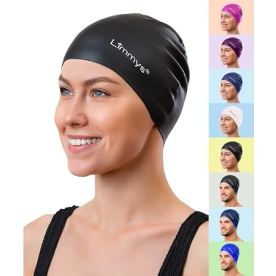 Image of Limmys Women’s Swimming Cap 100% Silicone Ladies Swim Caps Premium Quality, Stretchable and Comfortable Hats Available in Different Attractive Colours (Purple)