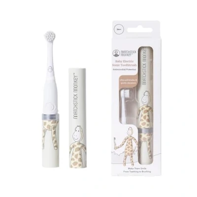 Image of Matchstick Monkey Baby Electric Sonic Toothbrush, Antimicrobial Protection, Suitable from 3 Months, Gigi Giraffe