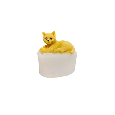 Image of Xidmold 3D Cat Fondant Mould, Cake Decorating Scented Candle Silicone Mould for Chocolate, Candy, Soap, Polymer Clay, Wax (B)