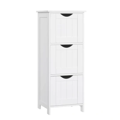 Image of VASAGLE BBC50WT Bathroom Storage Cabinet with 3 Drawers for Living Room, Dining Room and Kitchen, Modern Style, Matte White, 30 x 32 81 cm