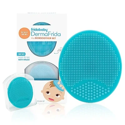 Image of DermaFrida The SkinSoother Baby Bath Silicone Brush by Fridababy Essential for Dry Skin, Cradle Cap and Eczema (2 Pack)