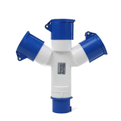 Image of 3 Way Splitter BE TOOL 16A 220v IP44 pin Industrial Site Plug &amp; Wall Socket Waterproof Connector 2P+Earth Male/Female