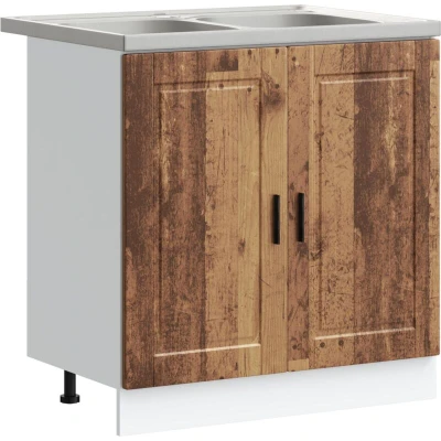Image of vidaXL Sink Base Cabinet 2 pcs Brown 80 x 46 84.5 cm Engineered wood