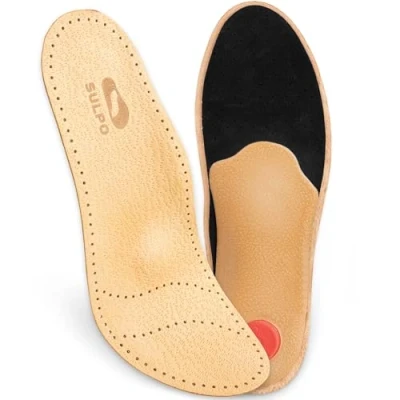 Image of SULPO Orthopaedic Insoles, Comfort Genuine Leather Shoe Insoles with Arch Support for Flat Foot and Metatarsal Discomfort, Shoes Men Women, 1 Pair (Beige, 40)