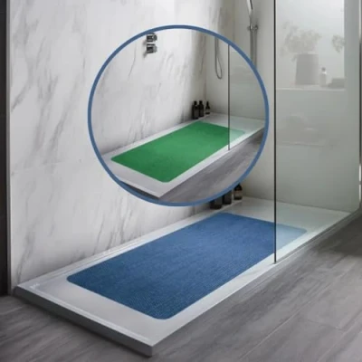 Image of Nicoman Reversible Bath Mat Non Slip Anti Mold, Shower for Tub Bathtub, Mats Inside Outside, Safety Washable Quick Drying Large Matt (Blue/Green, 100x40cm)