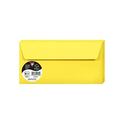 Image of Clairefontaine Ref 5565C Pollen Adhesive Envelopes (Pack of 20) DL Sized, 120gsm Paper, Printer Compatible, Acid Free, Strip for Easy Seal Intensive Yellow
