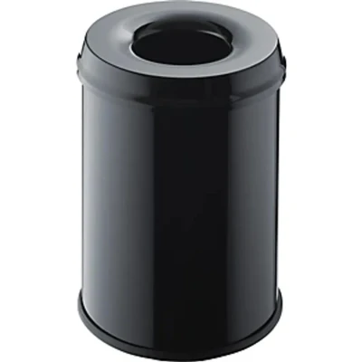 Image of Helit Self extinguishing Paper Bin, Capacity 15 L, Hx335 X 260mm, Black, Pack Of 2