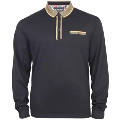 Image of KAM Jersey Polo Shirt Long Sleeve Pocket Cotton Casual Top Mens Plus Size 5509 (UK, Alpha, 6XL, Plus, Regular, Black)