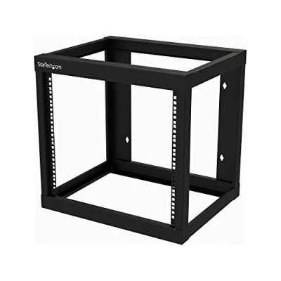 Image of StarTech.com 2 Post 9U Heavy Duty Wall Mount Network Rack, 19&quot; Open Frame Server 18&quot; Deep, Data Rack for IT / AV Patch Panel Computer Equipment (RK919WALLO)