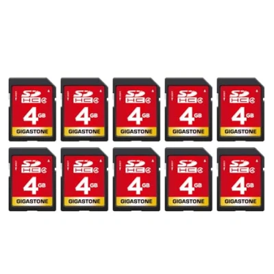 Image of Gigastone 4GB SD Card 10 Pack SDHC Class 4 Memory for Photo Video Music Voice File DSLR Camera DSC Camcorder Recorder Playback PC Mac POS (Pack of 10)