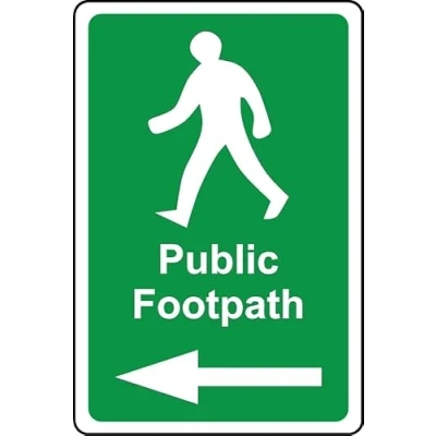 Image of Public Footpath Left Safety Sign 1mm Plastic (200mm x 150mm)