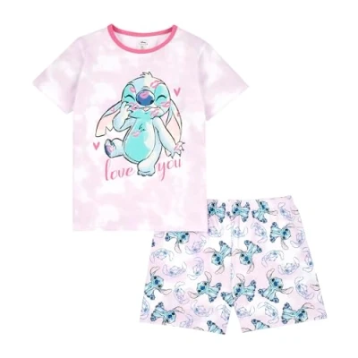 Image of Disney Lilo &amp; Stitch Girls Pyjamas Short Pjs Set, Nightwear 11 12 Lilac