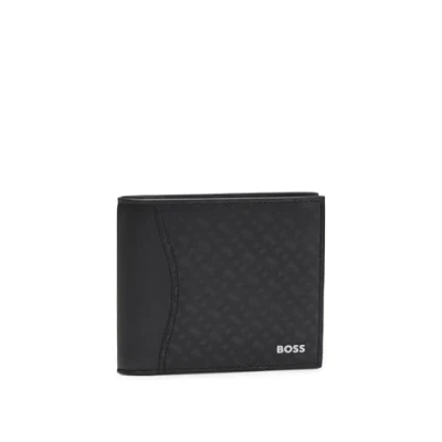 Image of BOSS Mens Zair M Structured Folding Wallet with Monogram Pattern