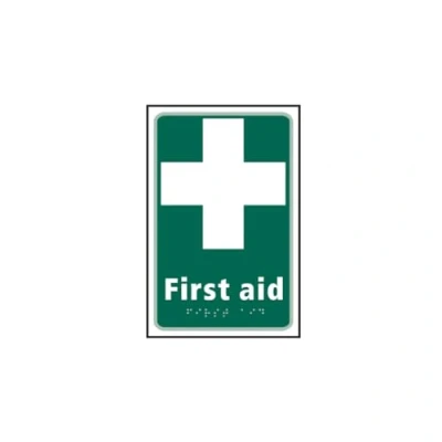 Image of First Aid Braille Sign, Self Adhesive Tactile (150mm x 225mm)