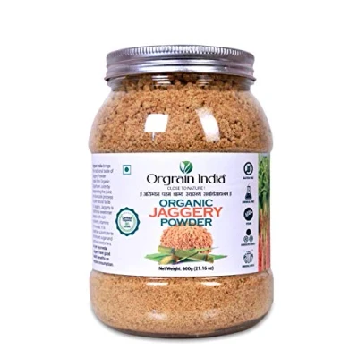 Image of Orgrain India Organic Jaggery Powder 21.16 Oz Hand Crushed Gur Organically Grown No Preservatives Added Artificial Flavors