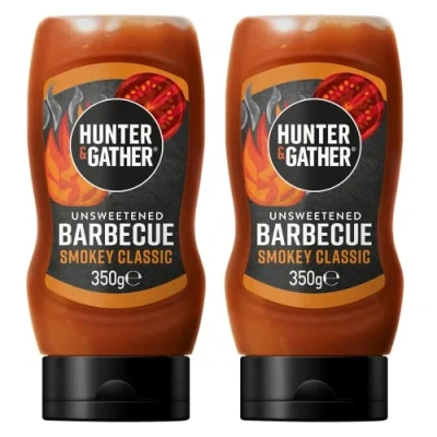 Image of Hunter &amp; Gather Unsweetened Barbecue Sauce 2 x 350g BBQ Keto, Paleo, Low Carb Vegan Friendly Free from Added Sugar Sweeteners