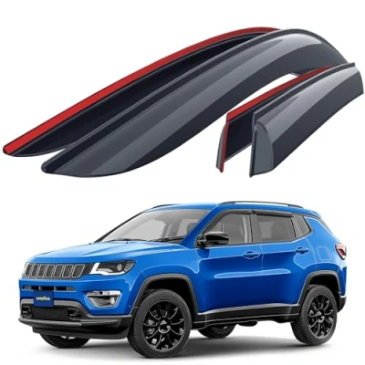 Image of Goodyear wind deflector for/compatible with Jeep Compass 2016 2024 SUV, door rain deflectors,car accessories, car deflectors, tape on 4 pieces