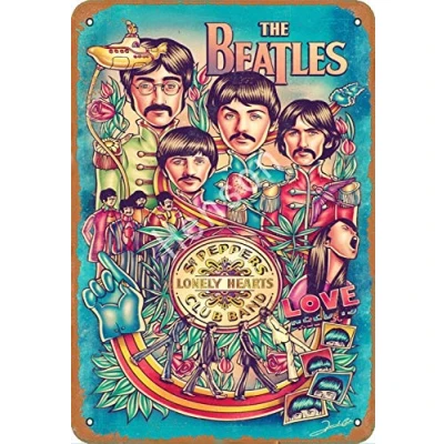 Image of Henson The Beatles Traditional vintage Tin Sign Logo 12 * 8 Advertising Eye Catching Wall Decoration
