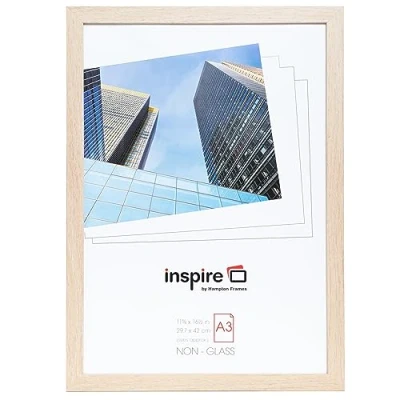 Image of Hampton Frames OSLO A3 (30x42cm) Natural Wood Effect Picture Poster Photo Frame Plexi (Non Glass) OSLA3NG
