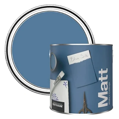Image of Rust Oleum Colours Matt Emulsion Wall and Ceiling Paint Blue Silk 2.5L
