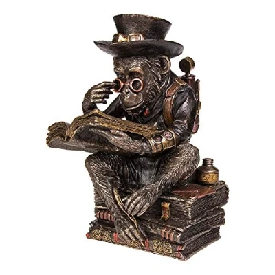 Image of Nemesis Now Chimpanzee Scholar Figurine 18cm Bronze, Size 23cm