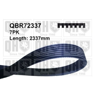 Image of 0149973792, 149973792, 1669973092, A0149973792, A1669973092 V ribbed belt QUINTON HAZELL QBR72337 2337mm 7 MERCEDES BENZ: SL Convertible