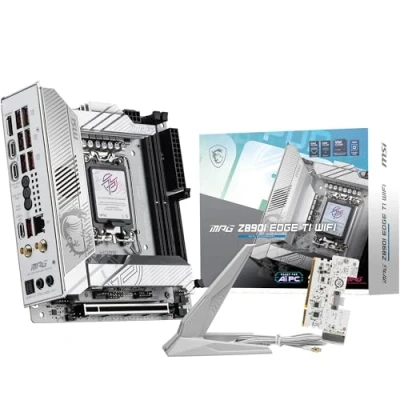 Image of MSI MPG Z890I EDGE TI WIFI Motherboard, Mini ITX Supports Intel Core Ultra Processors (Series 2), LGA 1851 110A SPS VRM, DDR5 Memory Boost (8600+ MT/s OC), PCIe 5.0 x16, M.2 Gen5, Wi Fi 7, 5G LAN