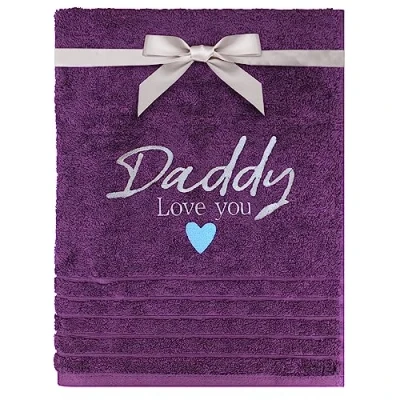 Image of Personalised Daddy Gift Message Cotton Bath Towel