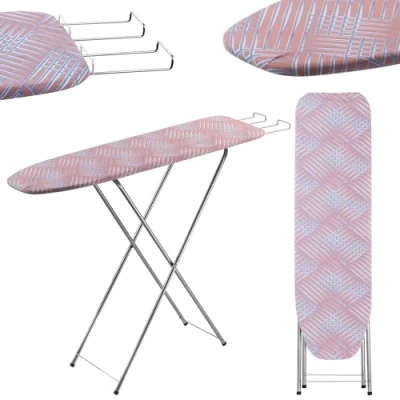 Image of KADAX Ironing Board with Compartment, 104 x 30 cm, Steam Extendible Iron Shelf, Compact Station Foam Underlay (Peach)