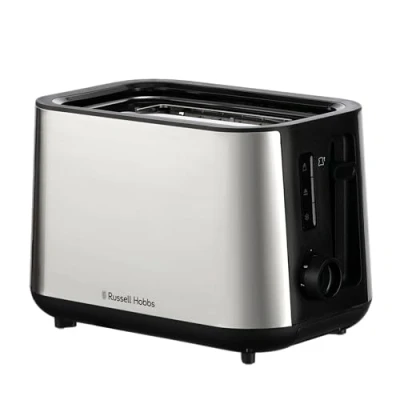 Image of Russell Hobbs Toaster 2 Slice (Extra Wide slots, 6 Browning levels, High Lift, Frozen, Reheat &amp; Cancel function, Lift Look, Removable crumb tray, Brushed stainless steel) Classics 27390
