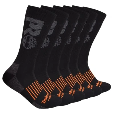 Image of Timberland PRO Men&#039;s 6 Pack Crew Socks, Black, Large
