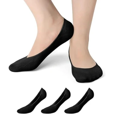 Image of Fia Direct Pack Of 3 No Show Trainer Socks Womens Invisible Women Ladies Low Cut Cotton Multipack Thin Breathable Summer Casual UK 4 7 (UK, Numeric, 4, 7, Regular, Black)