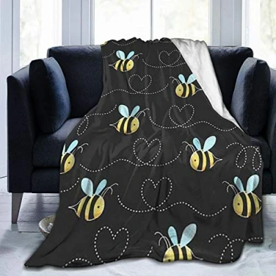 Image of COMRTL Flannel Fleece Throw Blanket Bed Bumble Bees Micro Warm Soft Lightweight Cozy Microfiber for Couch Sofa All Seasons