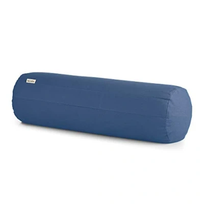 Image of Basaho Yoga Bolster Organic Cotton Buckwheat Hulls Removable Washable Cover (Dusty Blue)