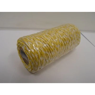 Image of 2 metres of 2mm Bakers Twine Cord Rope String Thread White and Yellow Stripe Butchers mm