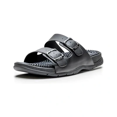 Image of Revs Lochy Men’s Double Strap Reflexology Massage Sandals, Black UK9