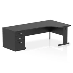 Image of Impulse 1800 RH Crescent Desk Black/Black Cable Managed Leg 800 DH Ped