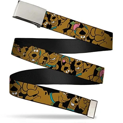 Image of Buckle down Boy&#039;s Web Scooby Doo 1.25&quot; Belt, Stacked C/U Black, 1.25 Wide Fits up to 42 Pant Size UK