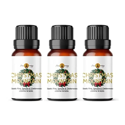Image of Aroma Energy Christmas Mountain Essential Oil Blend 30ml (3 x 10ml Bottles) Contains Pine, Spruce &amp; Cedarwood 100% Pure Natural