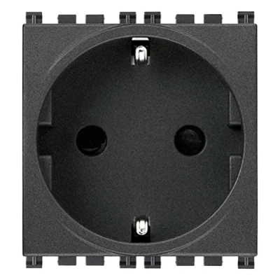 Image of Vimar arke Series Sicury Socket 2 Poles+Ground 16a Automatic Terminal Grey