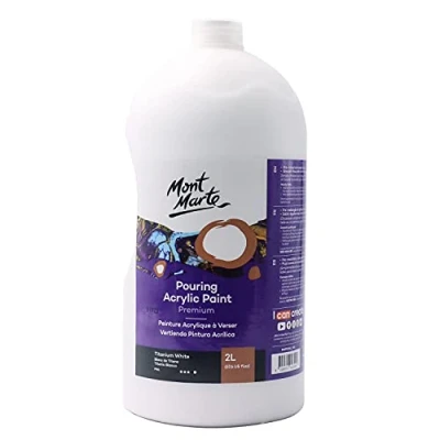 Image of MONT MARTE Premium Pouring Acrylic Paint, 2L (67.6oz), Titanium White, Pre Mixed Suitable for a Variety of Surfaces Including Stretched Canvas, Wood, MDF and Air Drying Clay.