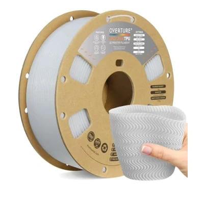 Image of OVERTURE TPU High Speed Filament 1.75mm Flexible 95A Roll, 3D Printer Filament,Dimensional Accuracy +/ 0.02 mm, Fit Most FDM Printer(HS White)