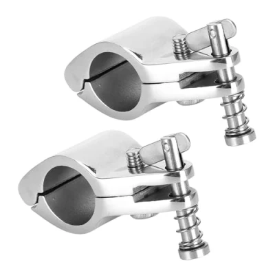 Image of Bimini 25Mm Hinged Jaw 316 Stainless 2Pcs Boat Upper Slide Steel Marine Hardware Fittings Tip Style Top Hinge Rail Mount(25Mm)