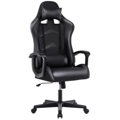 Image of IntimaTe WM Heart Gaming Chair, Ergonomic High Back Office Racing Chair with Armrest, Swivel Leather Desk Chairs Adjustable Headrest and Lumbar Cushion for Home (Black)