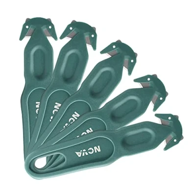 Image of Nova Safety Cutter Tool, Ergonomic Film Cutting Blade, Box, Strap, Carton and Package Opener (Green, 5 Pack)…