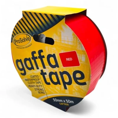 Image of MSF Pack OF 2. PROSOLVE 50mm x 50m Red Premium Gaffer Tape Cloth Gaffa Duct Waterproof Size (50mm 50m).