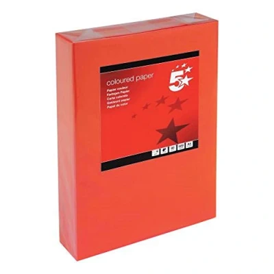 Image of 5 Star Coloured Copier Paper Multifunctional Ream Wrapped 80gsm A4 Deep Red [500 Sheets]